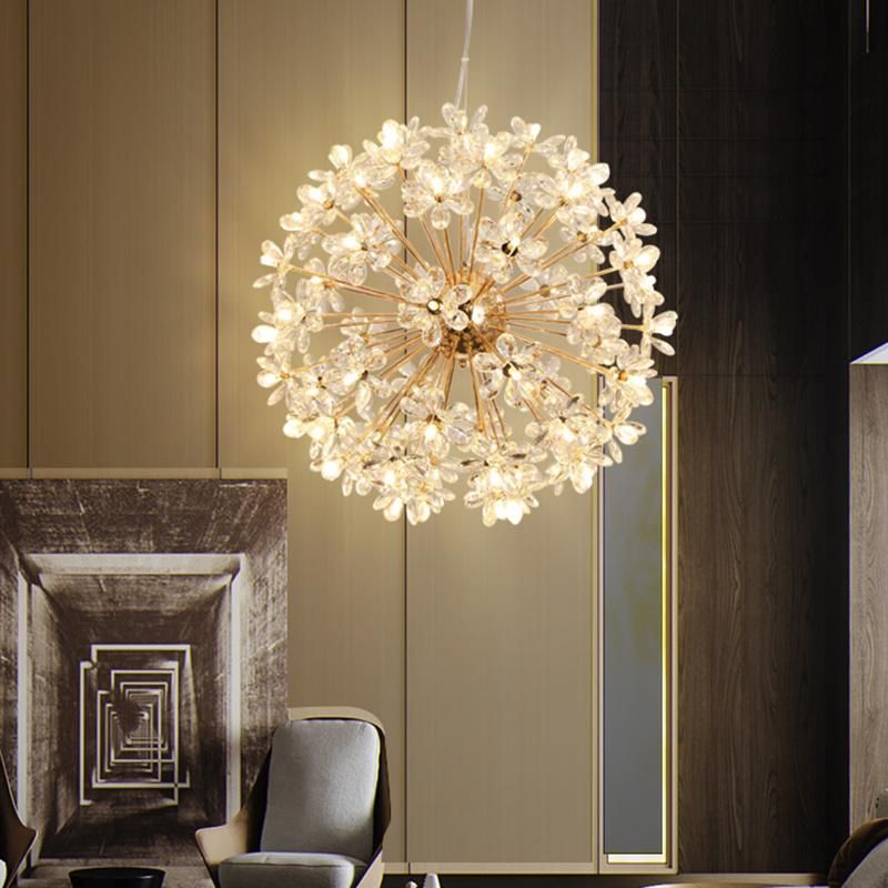 Floral Globe Crystal Chandelier Bedroom Dining Room Pendant Lamp Light