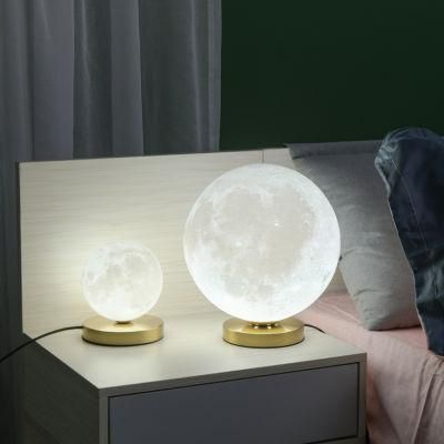 Glass Shade Tree Bedside Music Table Moon Folding Light Modern LED Desk Lamp with Qi Wireless Charger