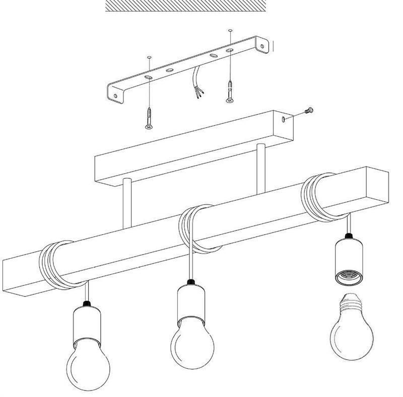 LED Indoor Simple Retro Industrial Style Solid Wood Dining Room Lamp Chandelier