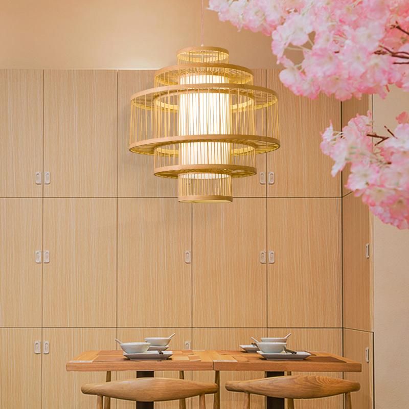 Traditional Wooden Lantern Chandelier Restaurant Kitchen Dining Room Pendant Lamp