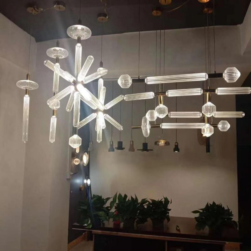 Postmodern Luxury Pendant Light LED Glass Pendant Lamp Restaurant Cord Suspension Cipher Collection Lamp (WH-AP-116)