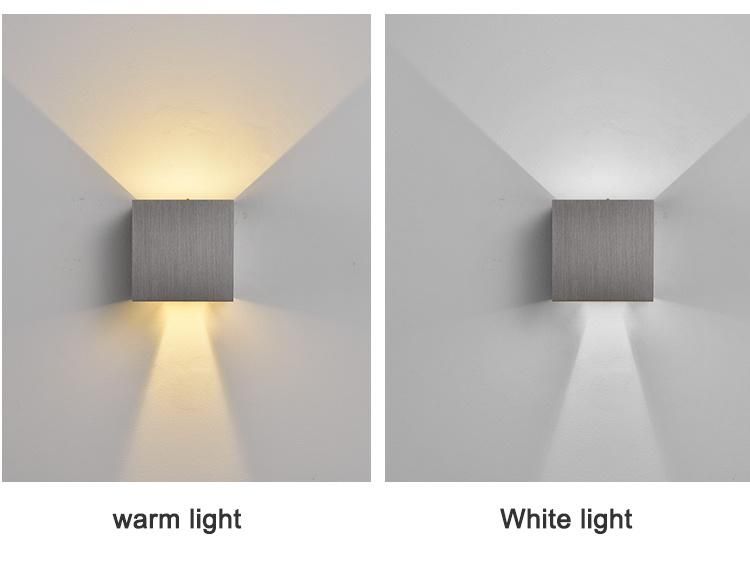 2022 Minimalism Home Decor Hotel Warm Color Aluminum Square 6watt LED Wall Sconce