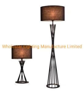 Metal Table Lamp and Floor Lamp with Fabric Shade (WH-2257)