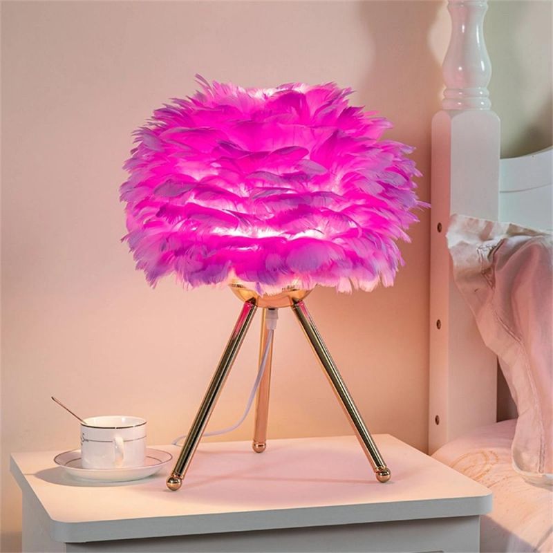 Feather Lamp for Living Room Bedroom Table Lamp Modern Decoration Bedside Lamp Room Light Goose Feather Lamp Feather Table Lamp