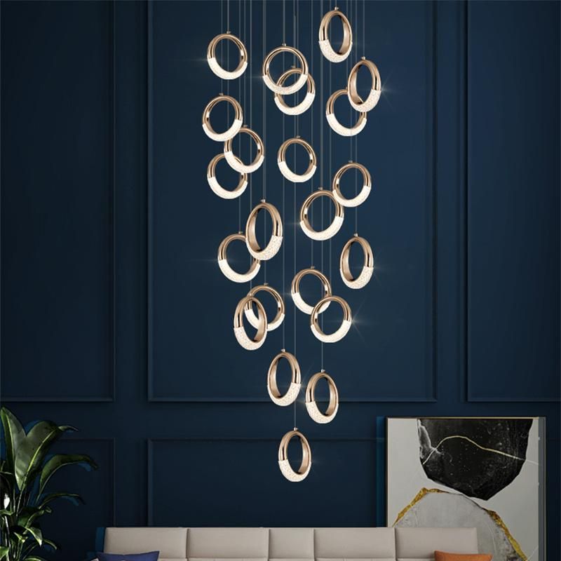 Round Lobby Chandelier Crystal Chandelier Living Room Light Pendant Lamp