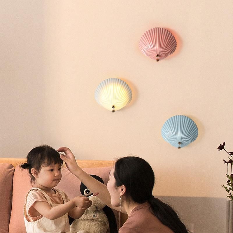 Colored Shell Shape Wall Lamp Children Bedroom Lamp Nightstand Lamp LED