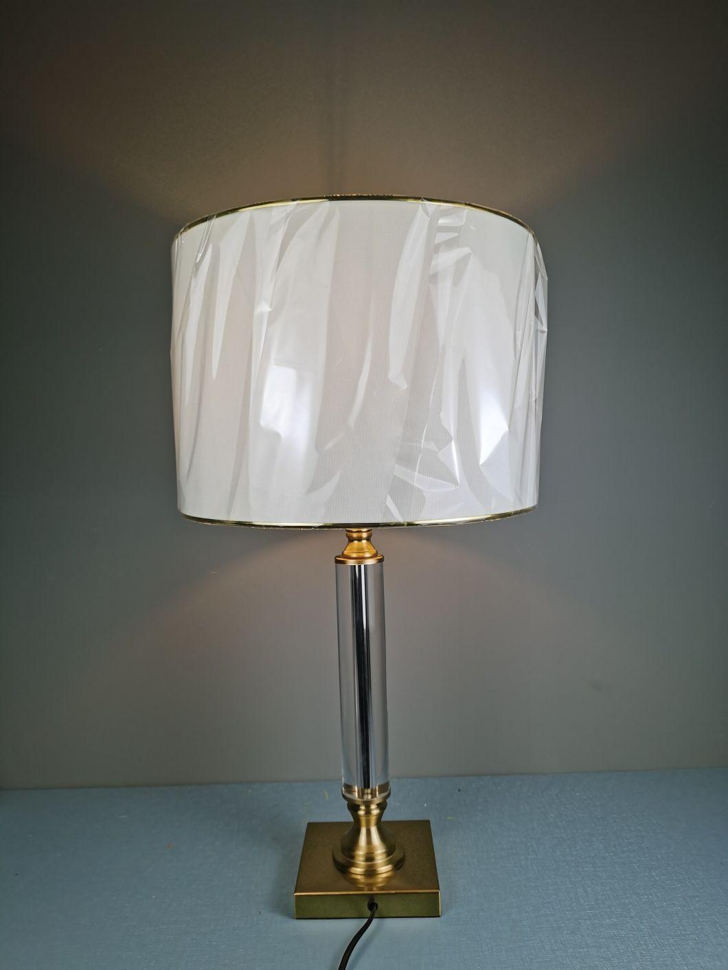 Simple Modern Creative Crystal Table Lamp Fabric Warm Bedroom Bedside Lamp Living Room Coffee Table Study Room Bedside Light Luxury Lamp