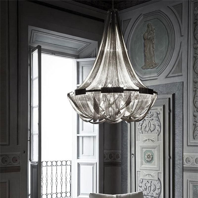 2022 Gold Aluminum Pendant Luxury Hotel Lamps Murano Chain Chandelier Lamp
