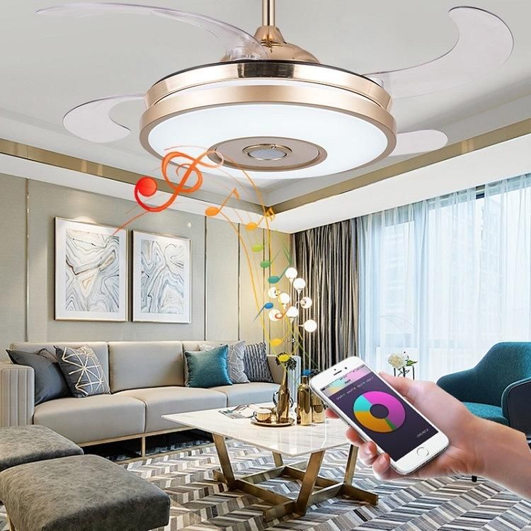 High Quality Best 42 Inch Invisible Ceiling Fans Blabe with Light Remote Ceiling Fan
