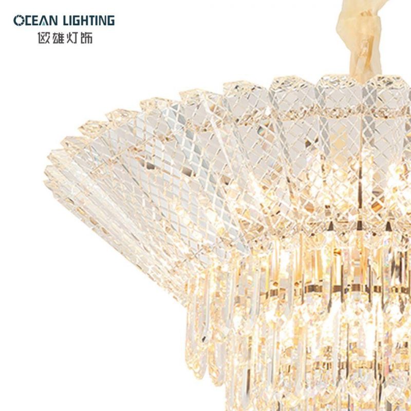 Golden Ligthing Dia40*H27cm Round Iron E14X7 Diamon K9 Crystal Chandelier