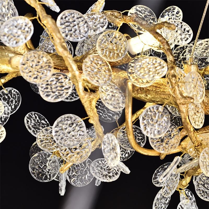 All Copper Chandelier Living Room Lamp Branch Crystal Pendant Lamp