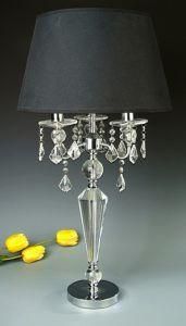 Phine Pd90050-01 Clear Crystal Desk Lamp with Fabric Shade