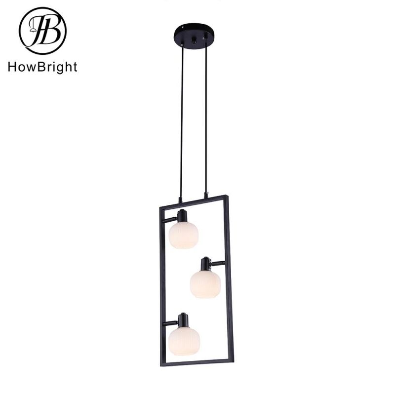 Modern Retangle 3 Head Glass E14 Hanging Light for Bedside Bar Dining Room Kitchen Chandelier Pendant Lamp Ceiling Light Kitchen Restaurant Cafe Spotlight Lamp