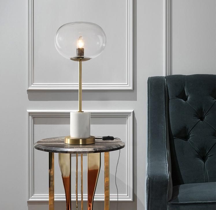 European Design Simple Bedside Night Nordic Home Decor Desk Lighting Modern Home Living Room Bedroom Study Brass Marble Base Luxury Table Desk Lamp