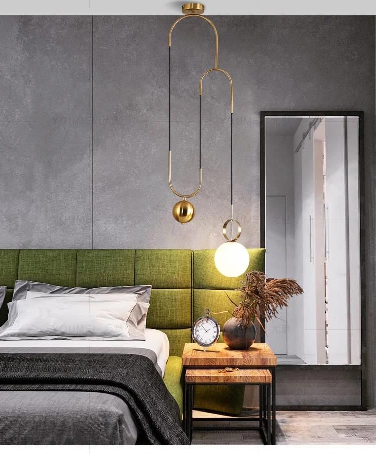Modern Linear Pendant Light LED Indoor Pulley Glass Ball Bedside Living Room Lighting Bedroom Pendant Lamp (WH-AP-165)