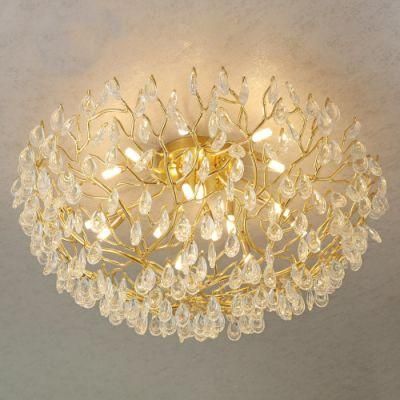2022 Modern Meerosee Gold Decorative Crystal Chandelier Ceiling Light Fixture for Living Room Foyer Bedroom Indoor Lighting