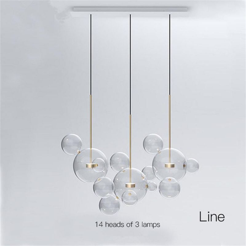 Modern Mouse LED Bubbles Ball Pendant Lights Glass Lustre Luminaria Clear Hanging Light for Living Room Bedroom Restaurant