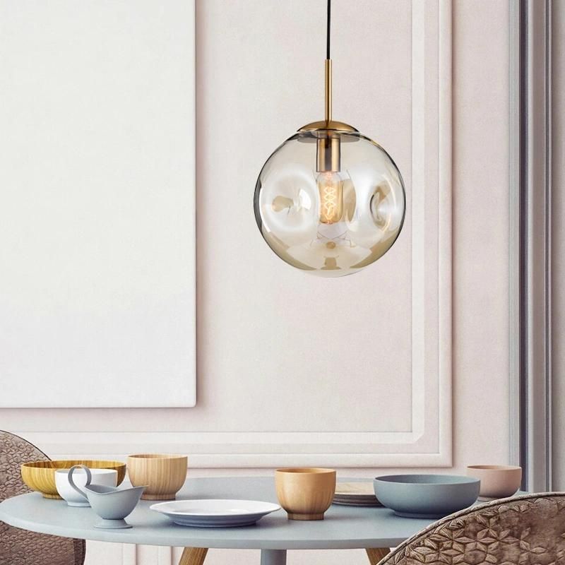 Nordic E27 Colors Pendant Lamp Restaurant Jozua Contemporary Spherical Glass Shade Pendant Lamp (WH-AP-304)