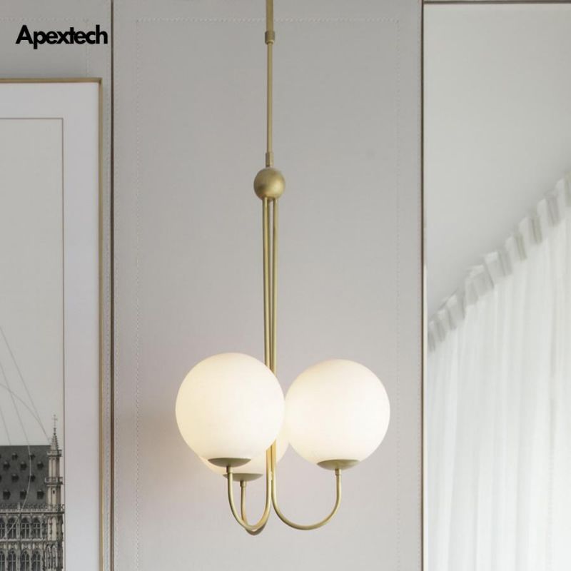 Nordic Glass Balls Pendant Lamp Metal Pipe Design Gold Light Fixtures Dining Room Lights Kitchen Pendant Lamp (WH-AP-171)