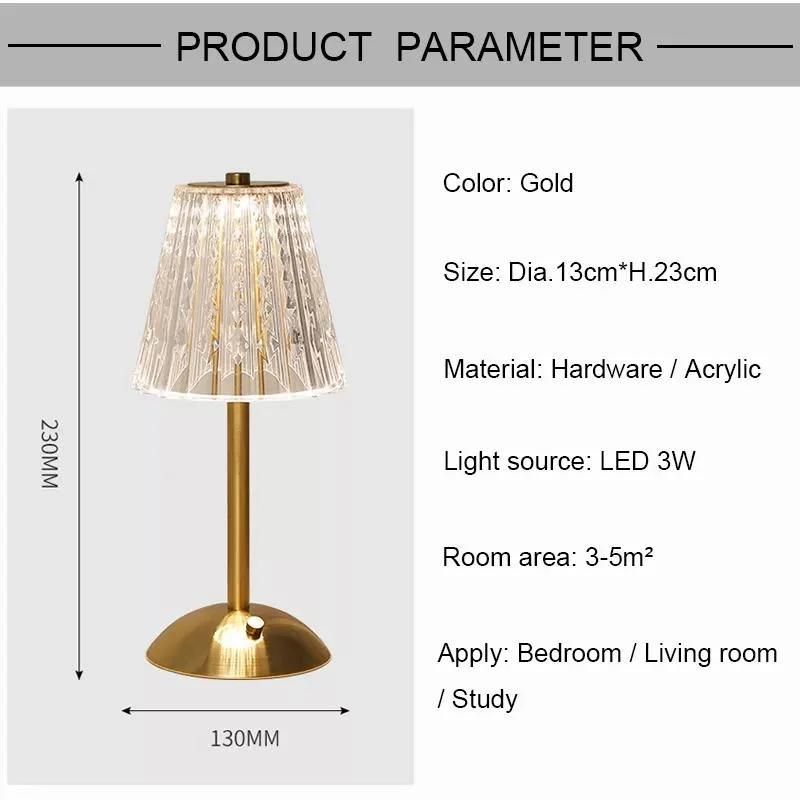 Diamond Crystal Lamp Decorative Lamp Bedroom Eye Protector Touch Bedside Night Lamp Creative Bar Charging Atmosphere Lamp