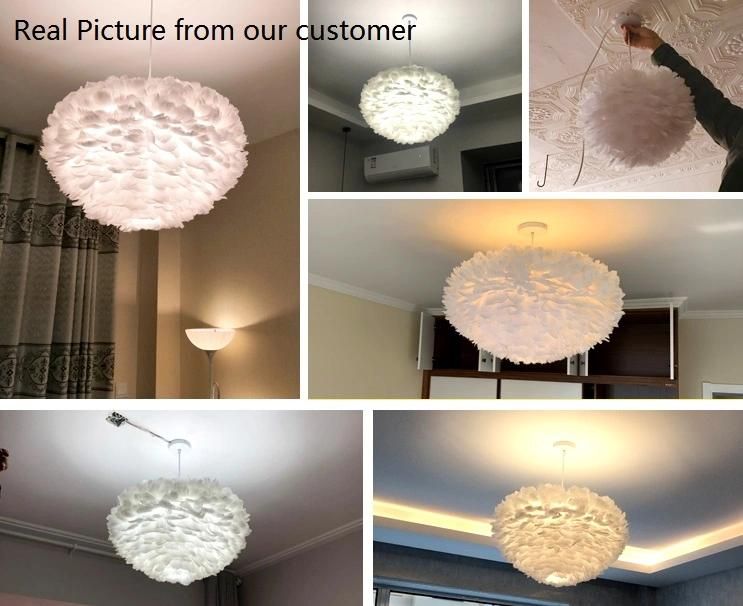 Modern Pink White E27 LED Pendant Light Ceiling Lighting Feather Lamp for Parlor Study Bedroom Room Home Decor Lighting