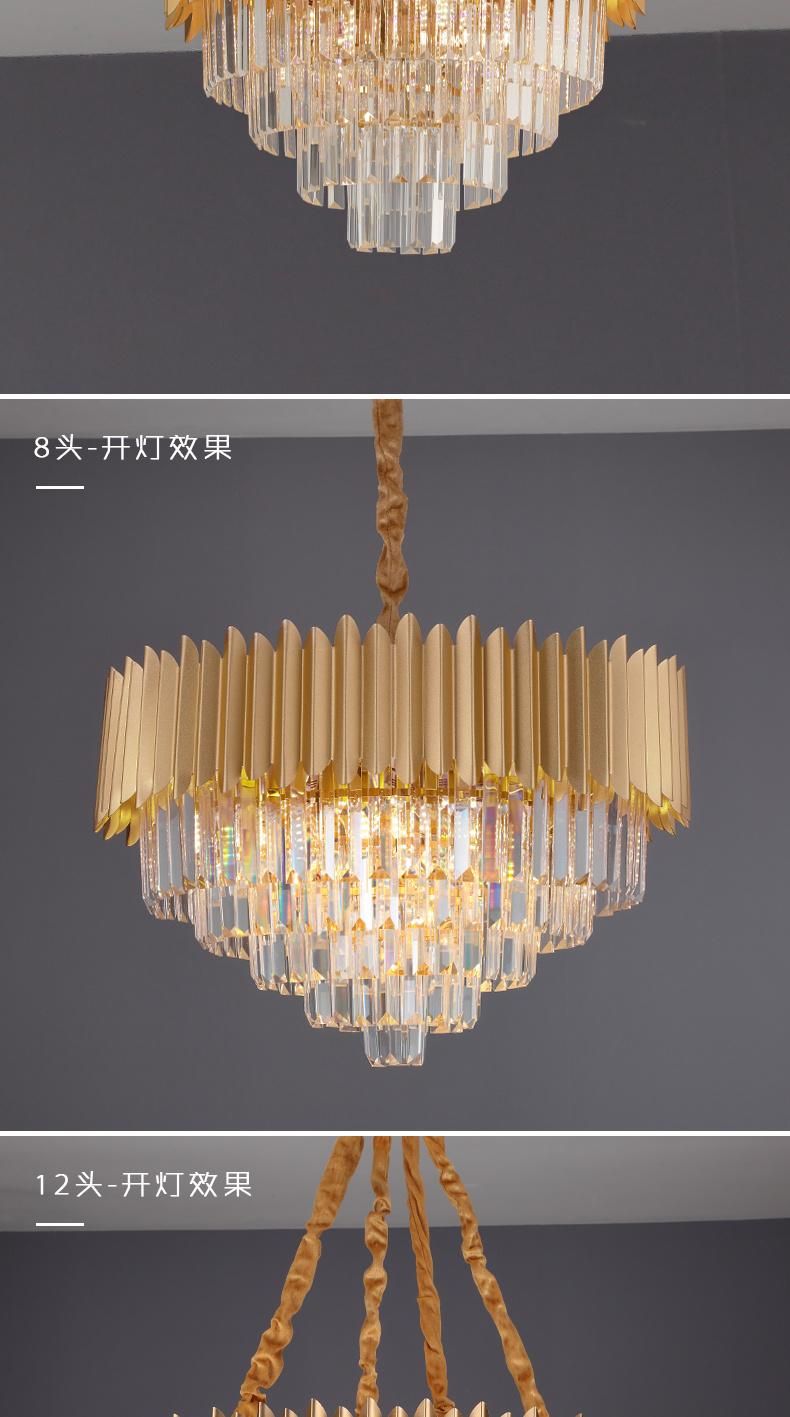 Beautiful Large Size Art Style Crystal Staircase Hanging Pendant LED Light for Hotel Home
