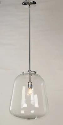 Modern Clear Glass Pendant Light in Chrome (17007-P)