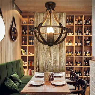 Vintage Loft Hemp Rope Pendant Lamp Restaurant Cafe Light Salon Industrial Pendent Lamp (WH-VP-117)