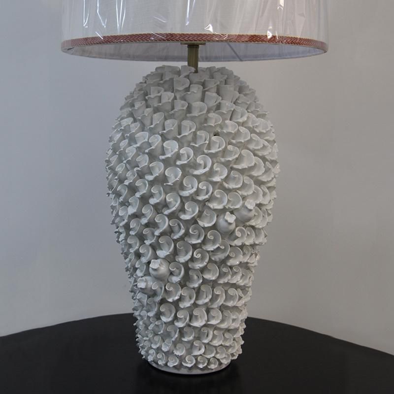 White Gourd Acrylic Fabric Shade and Ceramic Lamp Body Table Lamp.