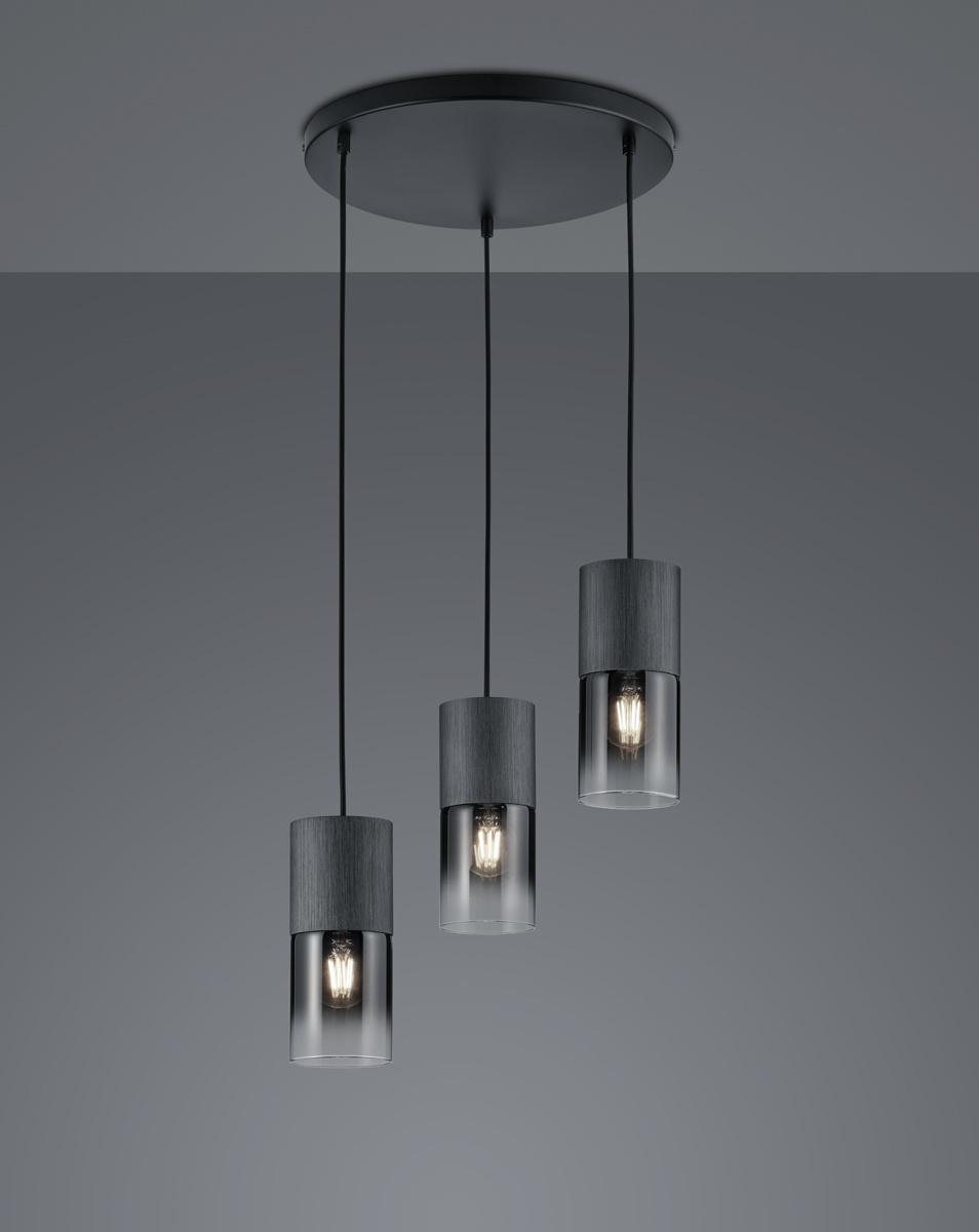 Modern Metal Hanging Light Home Dining Lighting E27 Bulb Fancy Black Glass Pendant Lamp