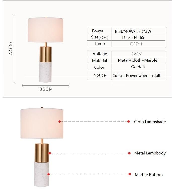 Modern Hotel Project Durable and Beautiful Mable Light Table Lamp Zf-Cl-001