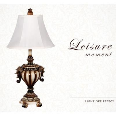 European Ceramic Desk Lamp Bedroom Living Room Fabric Lamp Shade Antique Brass Luxurious Gift Bedroom Bedside Lamp