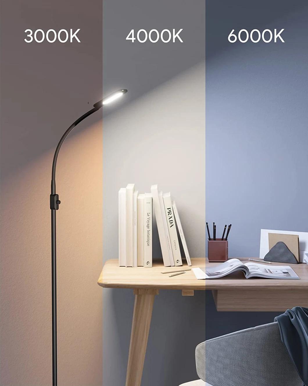 LED Lighting Floor Lamp, Adjustable 3 Color Temperatures Reading Lamp with Stepless Dimmer, Standing Lamp with Memory Function and Flexible Gooseneck Light