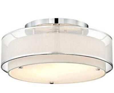 Round Ceiling Lamp with Organza and Fabric Shade