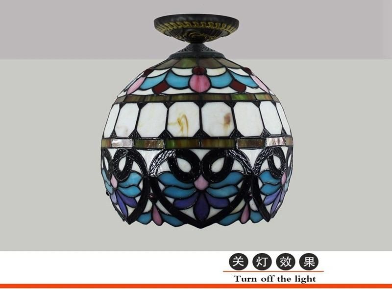 European-Style Lovely Baroque Tiffany Multi-Color Glass Restaurant Bedroom Corridor Retro Ceiling Light (WH-TA-24)