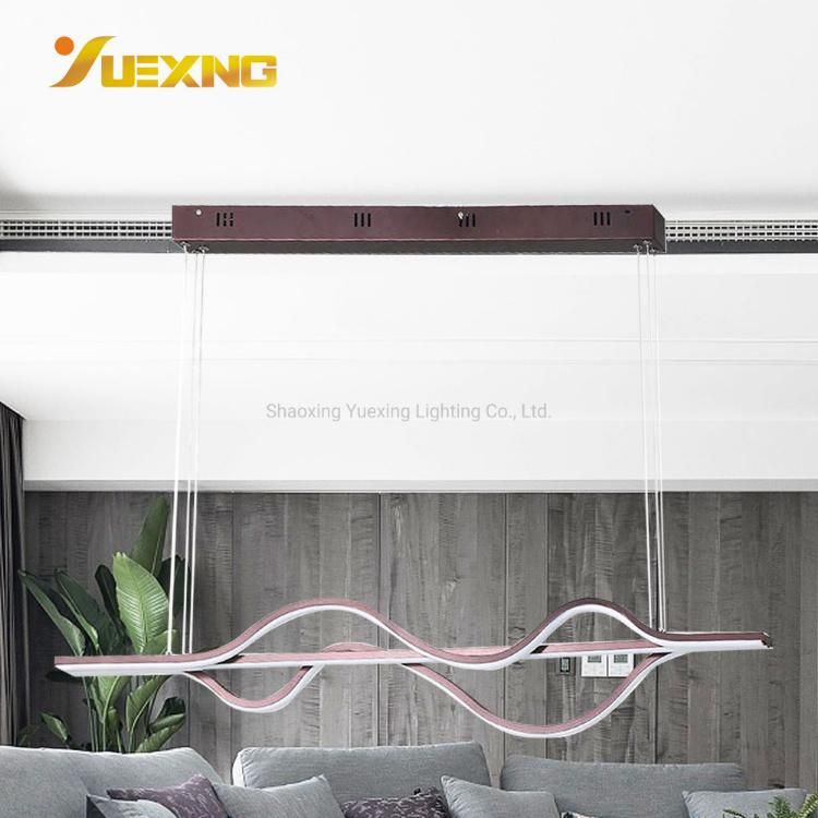 Modern Strip Creative Metal Satin Nickel Decoration Customized Chandelier Pendant Lamp Light