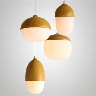 Modern Unique Design Egg Oak Wooden Decorative Pendant Lamp