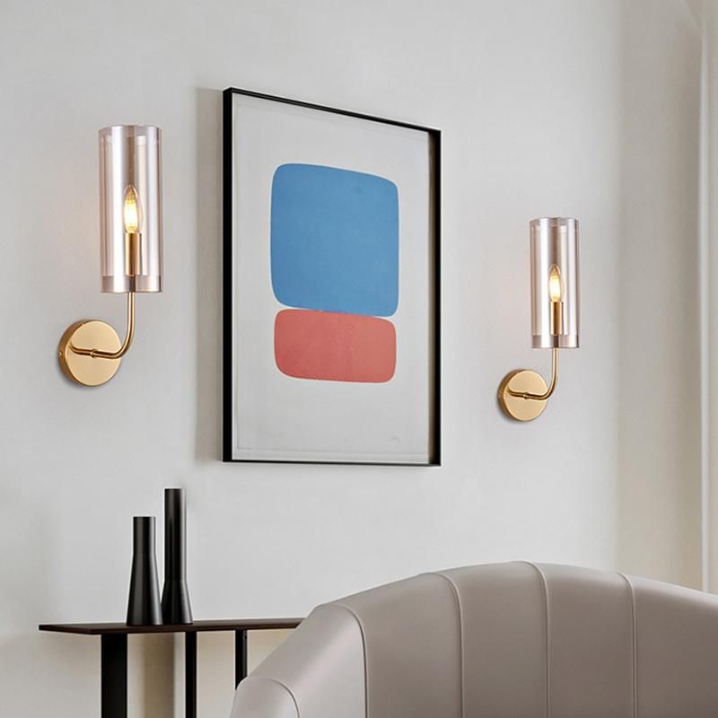 Modern LED Wall Lamp Gold Glass Wall Lamps for Living Room Bedroom Bedside E14 Candle Wall Lights (WH-OR-137)