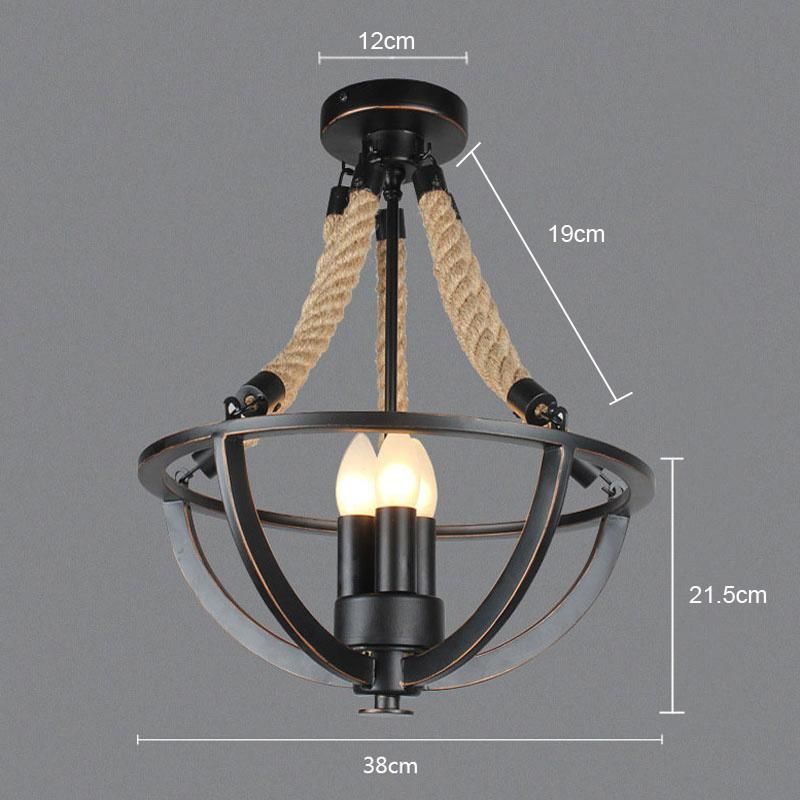Vintage Loft Hemp Rope Pendant Lamp Restaurant Cafe Light Salon Industrial Pendent Lamp (WH-VP-117)