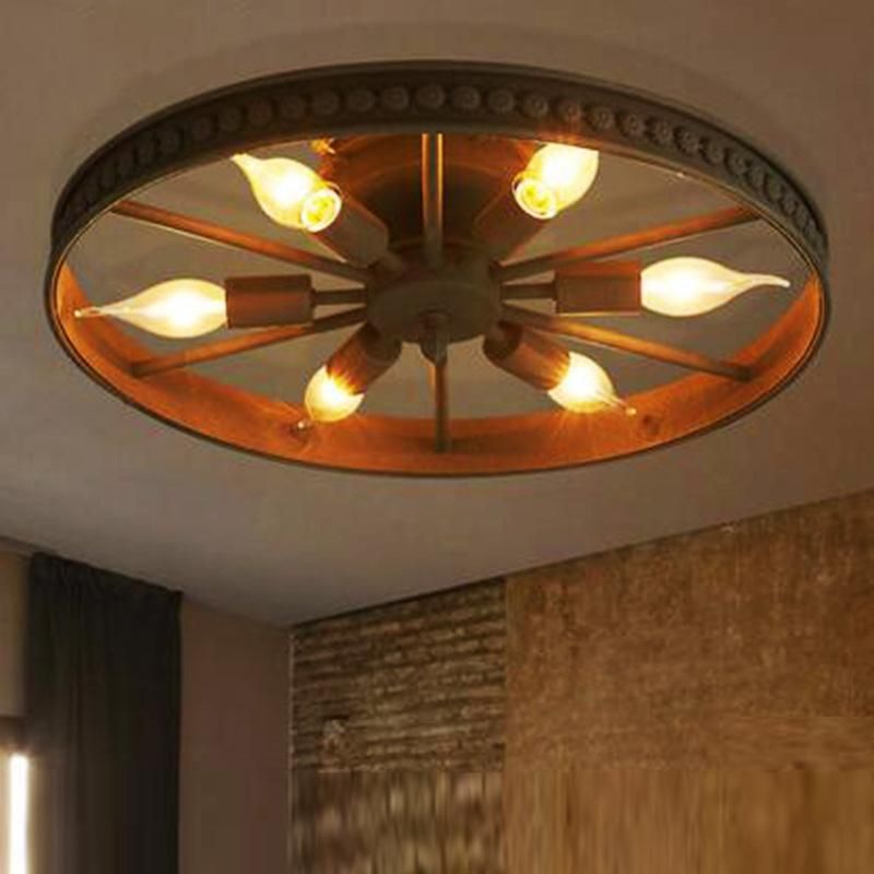 American Loft Industrial Light Design Round Iron Ceiling Lamp Bedroom Light Lamp Retro (WH-LA-26)