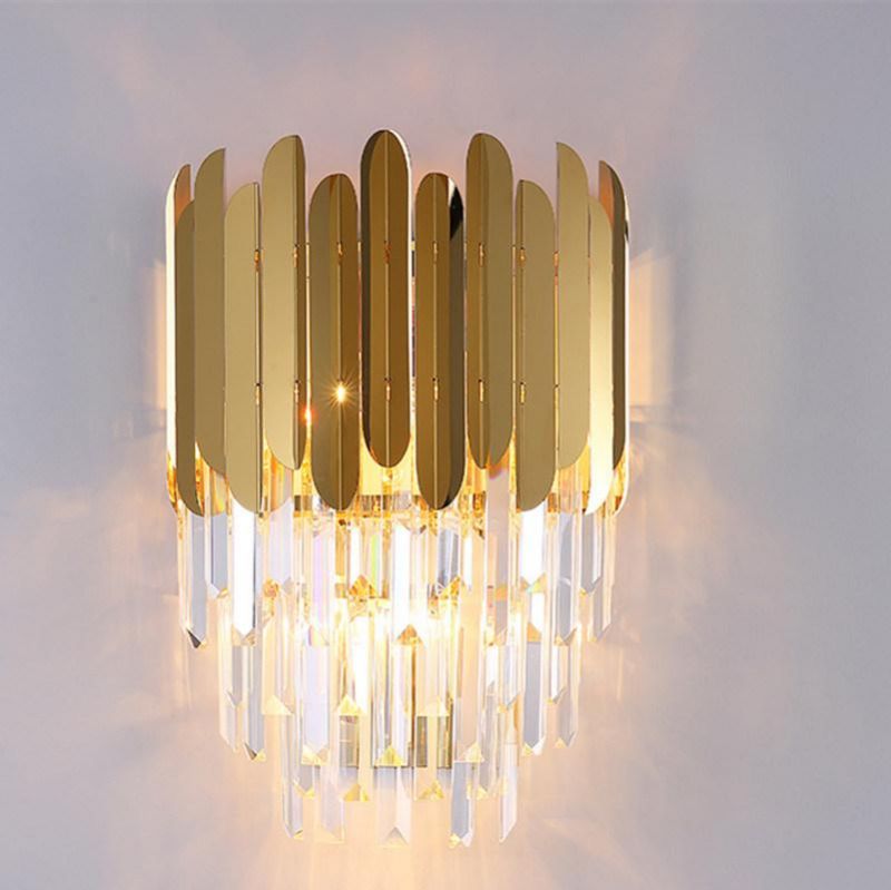 Bedside Livingroom Decoration LED Sconce Lamp Bathroom Home Light Crystal Golden Wall Light (WH-OR-152)