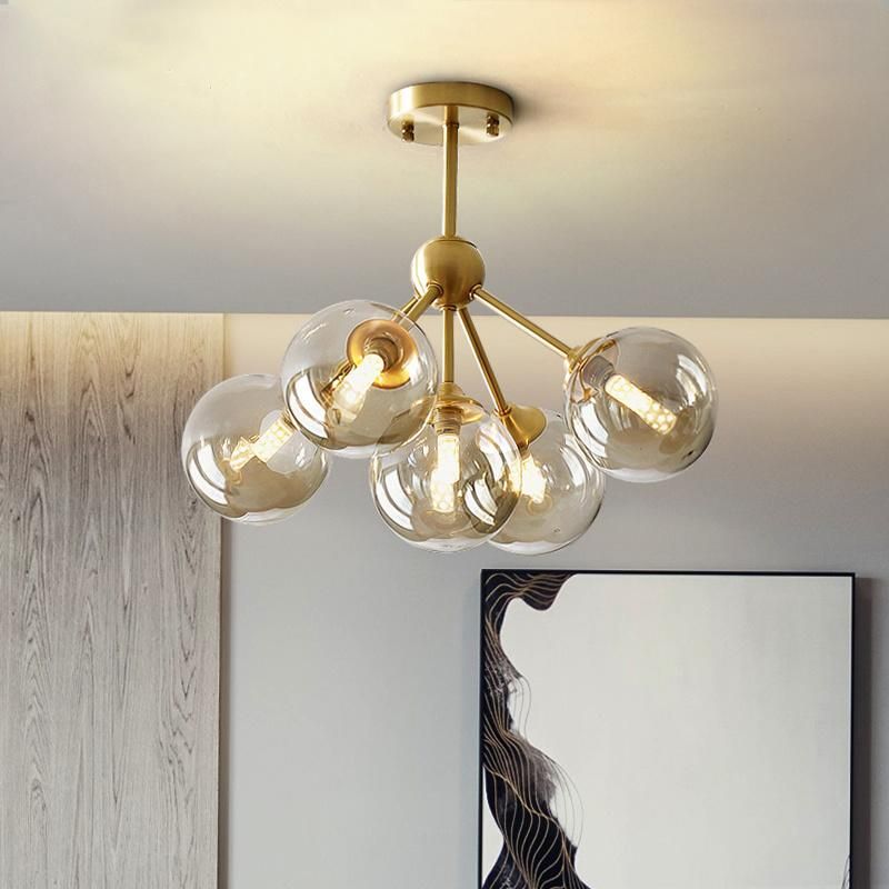 Nordic Bedroom Chandelier Restaurant Dining Room Post-Modern All Copper Pendant Lamp