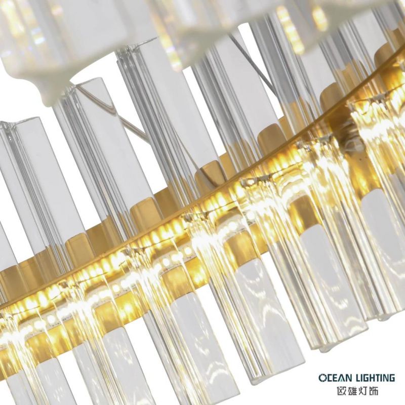 Stainless Steel Glass Rectangular Chandelier Modern Pendant Light with Titanium Gold Color