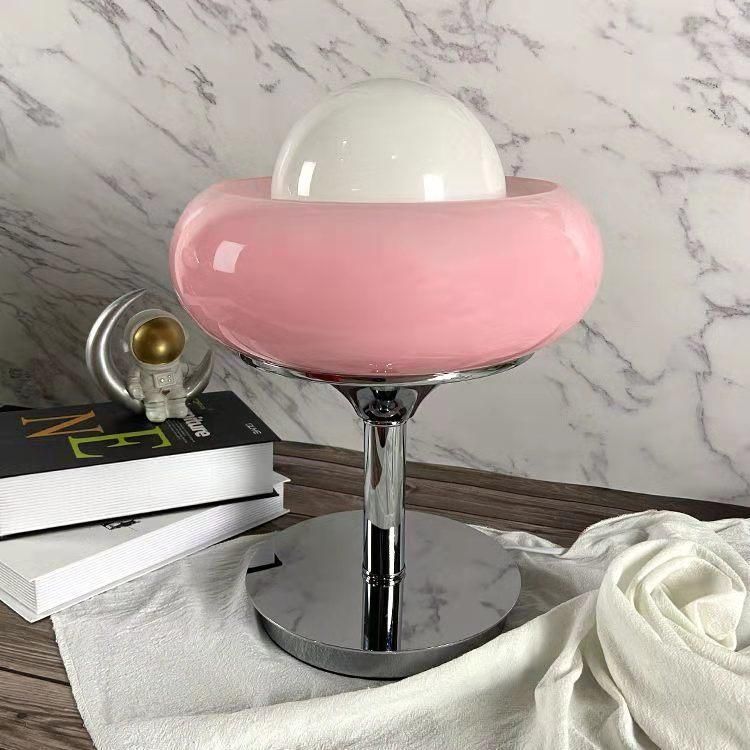 Italian Original Murano Mushroom Table Lamp Bedside Glass Lamp Striped Mushroom LED Desk Lamp