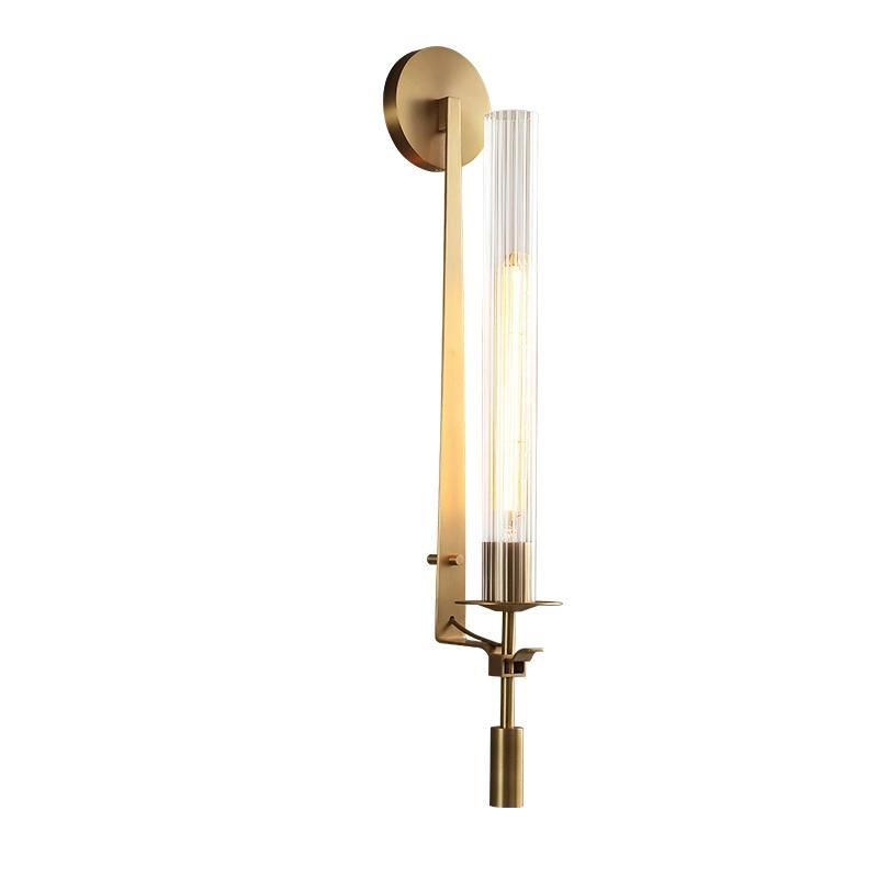 Postmodern Light Luxury All Copper Wall Lamp Hotel Villa Living Room Bedroom Lamp Corridor Aisle Brass Long Strip Copper Wall Lamp