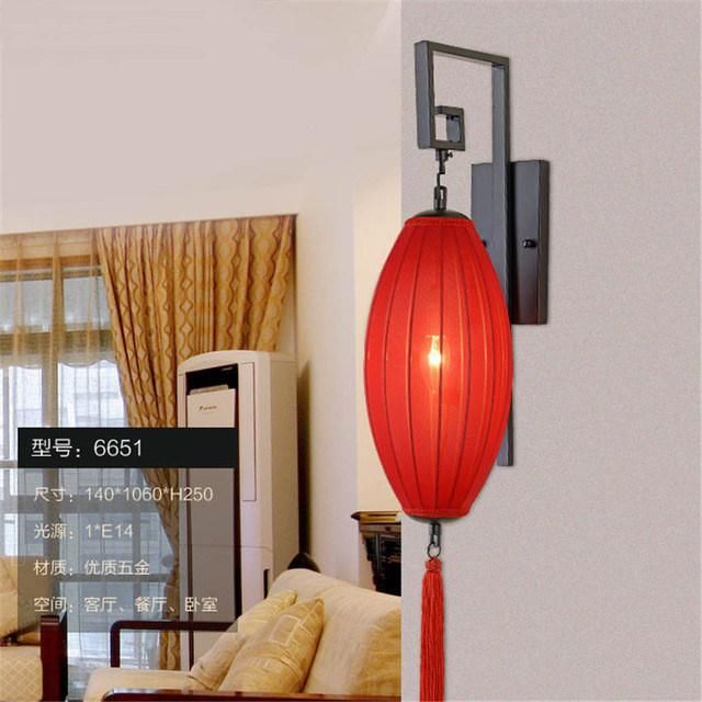 Classical Chinese Style Festive Quaint Rural Wood Red Lantern Wall Lamps (WH-OR-92)