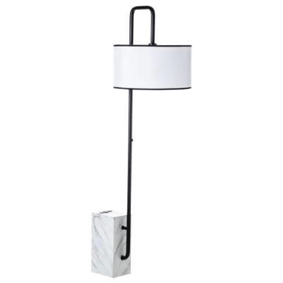 Powder Coated Metal Central Rod and Marble Metal Base Floor Lamp.