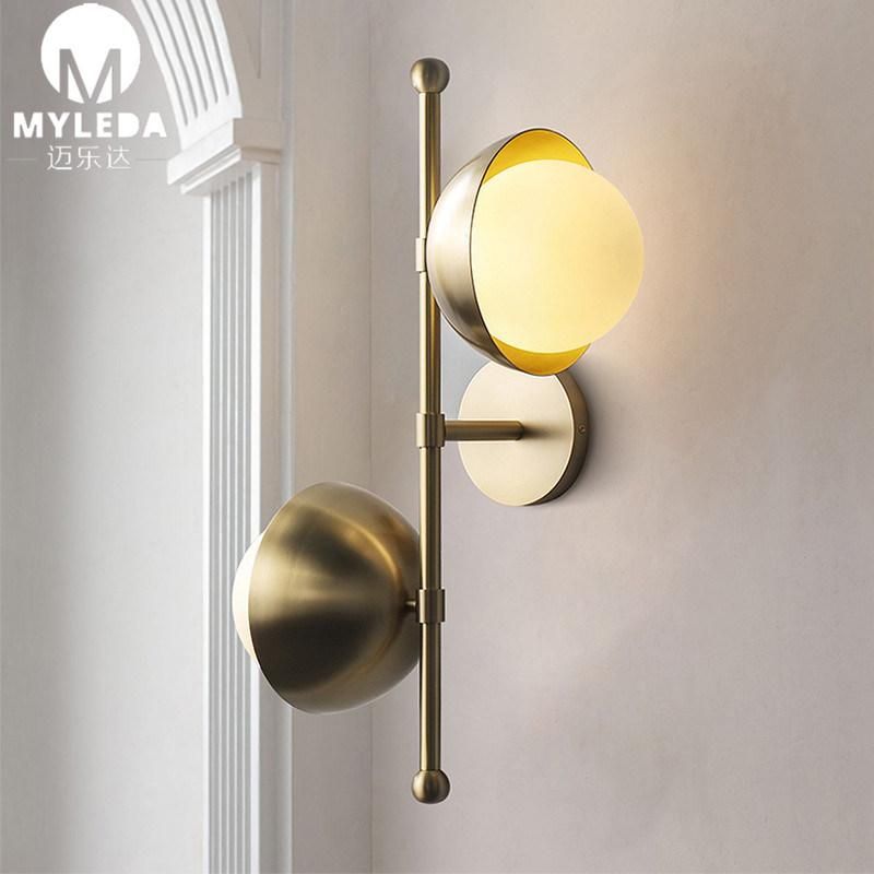 Indoor Modern Bedside Wall Light Sconce Lighting with White Glass Globe Shade