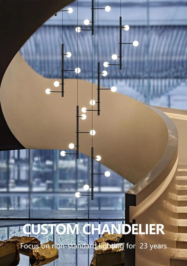 Modern Style Decorative Staircase Commercial Custom Project Luxury LED Chandelier Light