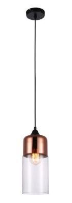 Clear Glass Pendant Lamp in Black and Copper (HL-1810-PL-CP)
